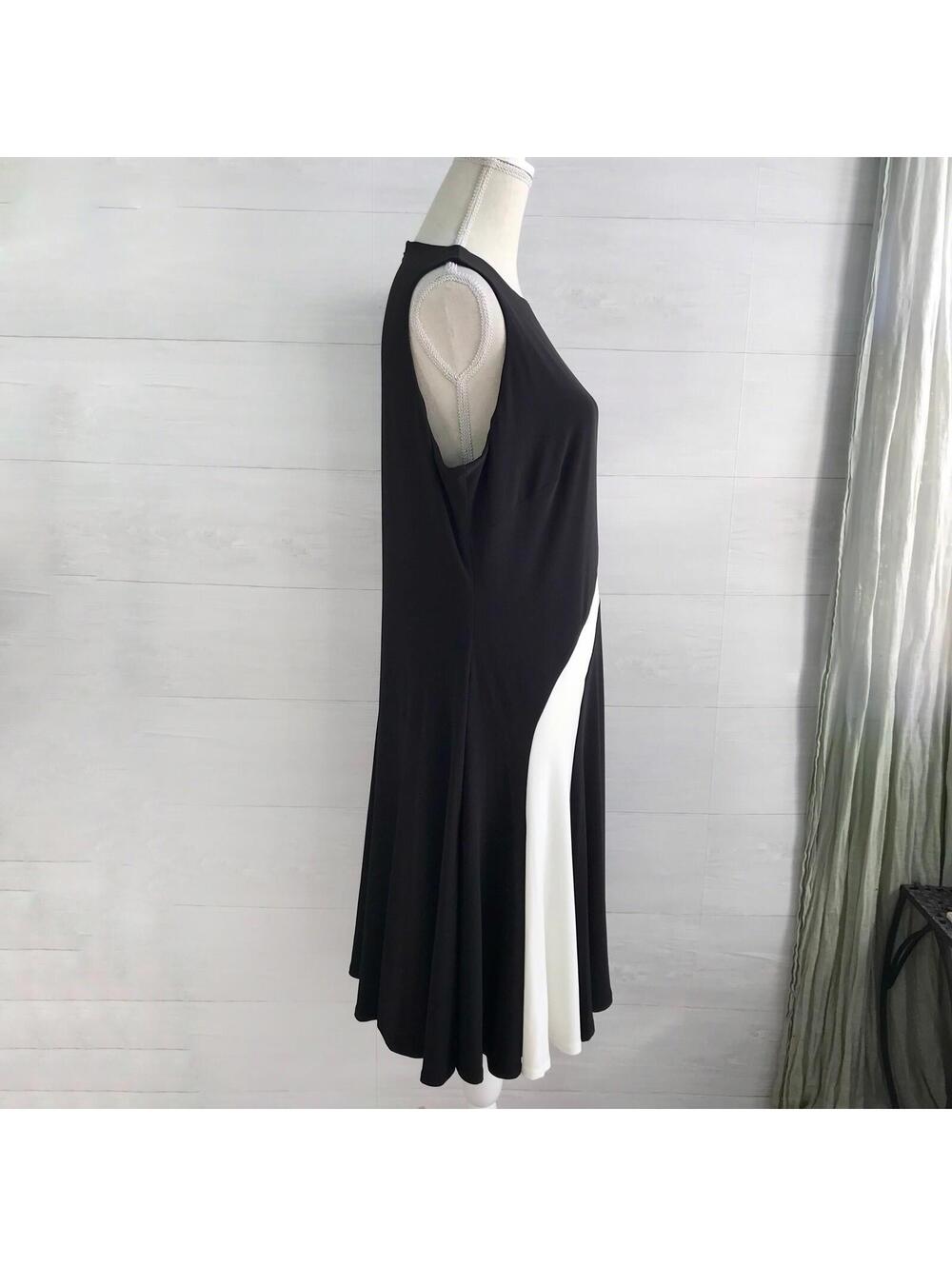 NWT Lauren Ralph Lauren - Black & white fit & flare sleeveless stretch dress, 16 - Picture 3 of 5